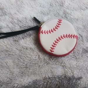 Betse Johnson BASEBALL coin purse zipper wristlet 